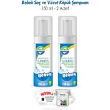 Turmepa 2 Adet Bebek Saç ve Vücut Köpük Şampuanı 150 ml ve Rosıe - 1 - 5 Yaş - Beyaz