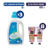 Turmepa Sıvı Çamaşır Deterjanı 2 lt x 3, El Kremleri Hediye