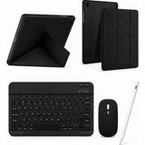 Turotto Galaxy Tab A9 SM-X110 / A11 SM-X130 Ile Uyumlu Standlı Kılıf Dokunmatik Kalem ve Klavye Mouse Set - Siyah