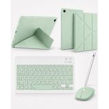 Turotto Galaxy Tab S11 SM-X730 Ile Uyumlu Standlı Kılıf Dokunmatik Kalem ve Klavye Mouse Set - Açık Yeşil