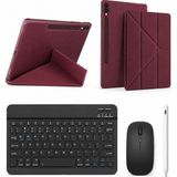 Turotto Galaxy Tab S11 SM-X730 Ile Uyumlu Standlı Kılıf Dokunmatik Kalem ve Klavye Mouse Set - Bordo