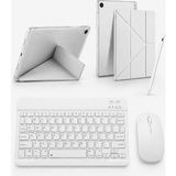 Turotto Galaxy Tab S11 SM-X730 Ile Uyumlu Standlı Kılıf Dokunmatik Kalem ve Klavye Mouse Set - Gri