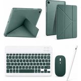 Turotto Galaxy Tab S11 SM-X730 Ile Uyumlu Standlı Kılıf Dokunmatik Kalem ve Klavye Mouse Set - Haki