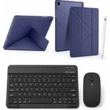 Turotto Galaxy Tab S11 SM-X730 Ile Uyumlu Standlı Kılıf Dokunmatik Kalem ve Klavye Mouse Set - Lacivert