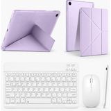 Turotto Galaxy Tab S11 SM-X730 Ile Uyumlu Standlı Kılıf Dokunmatik Kalem ve Klavye Mouse Set - Lila