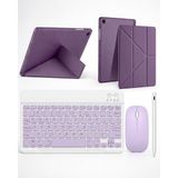 Turotto Galaxy Tab S11 SM-X730 Ile Uyumlu Standlı Kılıf Dokunmatik Kalem ve Klavye Mouse Set - Mor