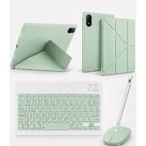 Turotto Galaxy Tab S11 Ultra Sm- X930 Ile Uyumlu Standlı Kılıf Dokunmatik Kalem ve Klavye Mouse Set - Açık Yeşil