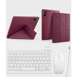 Turotto Galaxy Tab S11 Ultra Sm- X930 Ile Uyumlu Standlı Kılıf Dokunmatik Kalem ve Klavye Mouse Set - Bordo