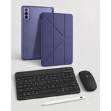 Turotto Galaxy Tab S11 Ultra Sm- X930 Ile Uyumlu Standlı Kılıf Dokunmatik Kalem ve Klavye Mouse Set - Lacivert
