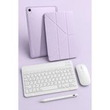 Turotto Galaxy Tab S11 Ultra Sm- X930 Ile Uyumlu Standlı Kılıf Dokunmatik Kalem ve Klavye Mouse Set - Lila