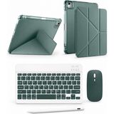 Turotto Ipad 11.nesil A16 / Ipad 10.nesil 10.9 ile Uyumlu Standlı Kılıf Dokunmatik Kalem ve Klavye Mouse Set - Haki