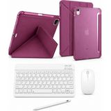 Turotto Ipad 11.nesil A16 / Ipad 10.nesil 10.9 ile Uyumlu Standlı Kılıf Dokunmatik Kalem ve Klavye Mouse Set - Mor