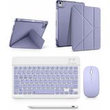 Turotto Ipad Air 11" M2 / M3 Air 4./5./6. Nesil ile Uyumlu Standlı Kılıf Dokunmatik Kalem ve Klavye Mouse Set - Lavanta