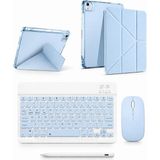 Turotto Ipad Air 11" M2 / M3 Air 4./5./6. Nesil ile Uyumlu Standlı Kılıf Dokunmatik Kalem ve Klavye Mouse Set - Turkuaz