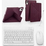 Turotto Lenovo Tab M11 TB-330FU TB-330XU Ile Uyumlu Standlı Kılıf Dokunmatik Kalem ve Klavye Mouse Set - Bordo