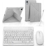 Turotto Lenovo Tab M11 TB-330FU TB-330XU Ile Uyumlu Standlı Kılıf Dokunmatik Kalem ve Klavye Mouse Set - Gri