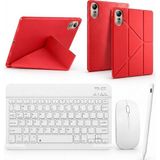 Turotto Lenovo Tab M11 TB-330FU TB-330XU Ile Uyumlu Standlı Kılıf Dokunmatik Kalem ve Klavye Mouse Set - Kırmızı