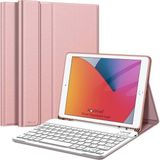 Turotto Samsung Galaxy Tab A11 Plus / A9 Plus Bluetooth Klavyeli Kalem Bölmeli Manyetik Standlı Tablet Kılıfı Rose Gold - Pembe