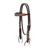 Turquoise Cross Turkuaz Boncuklu Kaş Bandı Headstall Koyu Yağ 45-0144