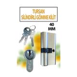 Tursan Silindirli Gömme Kilit 40 Mm 3 Anahtarlı (Ahşap ve Alüminyum Kapılara Uygundur, Geniş Tip)