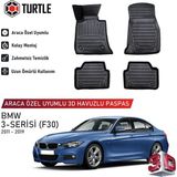 Turtle Bmw 3-Series (F30) 2012-2019 Uyumlu 3D Havuzlu Oto Paspas - Siyah