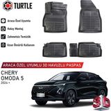 Turtle Chery Omoda 5 2022-2024 Uyumlu 3D Havuzlu Oto Paspas - Siyah