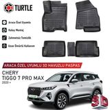 Turtle Chery Tiggo 7 Pro Max 2024-2025 Uyumlu 3D Havuzlu Oto Paspas - Siyah