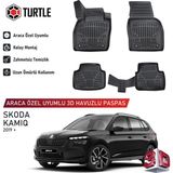 Turtle Skoda Kamiq 2019-2026 Uyumlu 3D Havuzlu Oto Paspas - Siyah