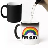 Turtle Straws I'm Gay Rainbow Heat Change Kupa - Komik Kaba Kupa - Mesaj Isıtırken Görünür - Mükemmel Yenilikçi Hediye Hediyesi, en komik hediyeler ve gurur aksesuarları