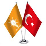 Turuncu Ak Parti ve Türkiye - Saten Masa Bayrağı