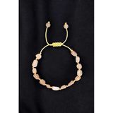 Turuncu Aytaşı Doğal Taş Bileklik Makrome Ayarlı 633-1 Peach Moonstone
