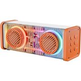 Turuncu-Beyaz Kablosuz Hoparlör - Speaker Taşınabilir Mp3 Işıklı USB Şarjlı Bt - Aux - Tes 10 - Renkli