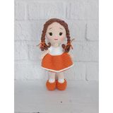 Turuncu Beyaz Nazlı Bebek Amigurumi Organik Anahtarlık Oyuncak