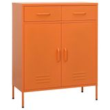 Turuncu Çelik Saklama Dolabı, 80x35x101,5 cm Metal Yardımcı Düzenleyici, 2 Çekmeceli ve Ayarlanabilir Raflı, Ev, Ofis, Garaj, Atölye için Dayanıklı Depolama Çözümü