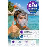 Turuncu Gri Full Face Şnorkel Maske S/M Beden 8-14 Yaş Çocuk Tam Yüz Dalış Seti Katlanabilir