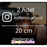 Turuncu Instagram Logolu Kullanıcı Adı - 2 Adet 20 cm - Araç - Motor Sticker Etiketi Folyo Kesim - Tek Ebat - Beyaz