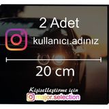 Turuncu Instagram Logolu Kullanıcı Adı - 2 Adet 20 cm - Araç - Motor Sticker Etiketi Folyo Kesim - Tek Ebat - Renkli