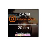 Turuncu İnstagram Logolu Kullanıcı Adı - 2 Adet 20 Cm - Araç - Motor Sticker Etiketi Folyo Kesim