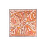 Turuncu Jas İpekli Baskılı Kare Şal 70x70 cm