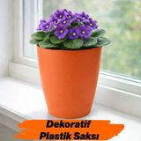 Turuncu Kırılmaz Plastik Dekoratif Saksı (1 Adet) 15Cm Orkide Çiçek Bitki İçin Kırılmaz Balkon Saksısı