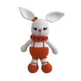 Turuncu Kıyafetli Tombik Tavşan Uyku Arkadaşı Amigurumi Organik Oyuncak