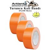 Turuncu Koli Bantı 100 Metre 3 Adet 45mm x 100 Metre Renkli Koli Bandı Extra Güçlü Formül Akrilik Koli Bandı
