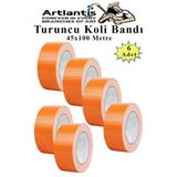 Turuncu Koli Bantı 100 Metre 6 Adet 45mm x 100 Metre Renkli Koli Bandı Extra Güçlü Formül Akrilik Koli Bandı