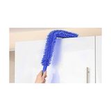 Turuncu Koli Mikrofiber Bükülebilen Toz Tüy Alma Temizleme Aparatı Fırçası Sopası - Mavi