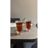 Turuncu Kulplu Çay Bardağı Çiftli Set, Şık ve Kullanışlı Tasarım - Seçenek 1
