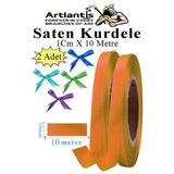 Turuncu Kurdele Saten 1 Cm 10 Metre 2 Adet Saten Kurdela Parlak Hediye Ve Süsleme Şeridi Süs Paketleme Çiçek Saç El