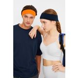 Turuncu-Lacivert 2Li Pamuklu Penye, Kaymaz, Terletmez, Ultra Hafif, Spor Sac Bandi Bandana