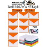 Turuncu Mini Zarf 7X9 Cm Not Kağıtlı 50 Adet Küçük Turuncu Zarf Mektup Oyun Zarfı Doğum Günü Dilekleri Zarfı Canlı Renk