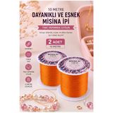 Turuncu Misina İpi 0.5Mm 10 Metre 2 Adet Esnek Boncuk Takı Dizme İpi Elastik İp Bileklik Aksesuar Lastiği Yuvarlak Elyaf