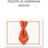 Turuncu Peçete ve Amerikan Servisi Seti – Piko Detaylı Leke Tutmaz Duck Kumaş - 30 x 40 - Beyaz
